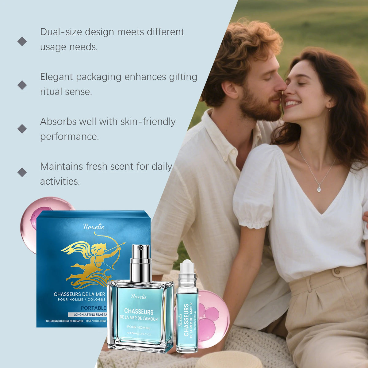 Roxelis Men's Eau De Fragrance Gift Set - Fresh Elegant Long-Lasting Daily Commute Roller Bottle Convenience 1set