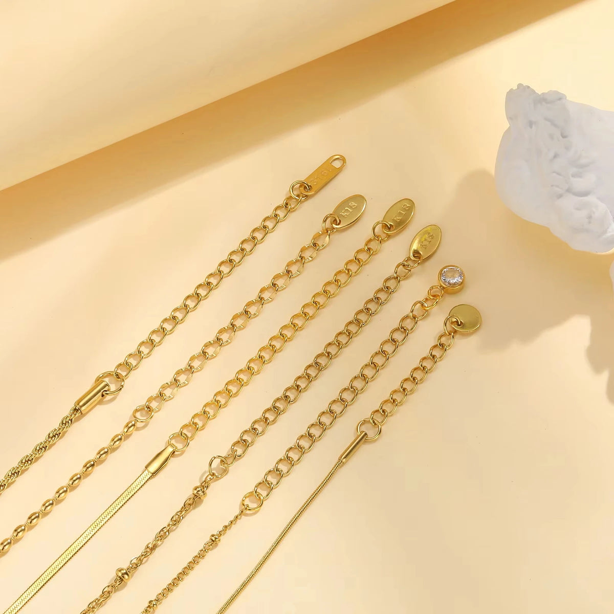 Thin Link Women Bracelet, Stainless Steel 18K Gold Plated Chain Waterproof Dainty Stackable Wrist Jewelry