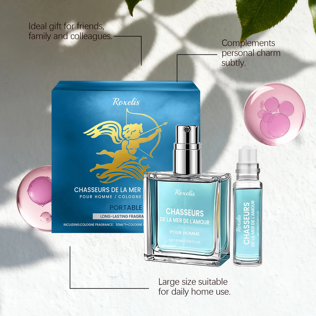 Roxelis Men's Eau De Fragrance Gift Set - Fresh Elegant Long-Lasting Daily Commute Roller Bottle Convenience 1set